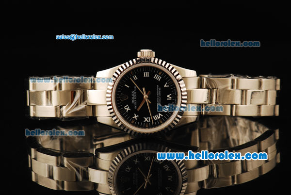 Rolex Oyster Perpetual Automatic Movement Full Steel with ETA Coating Case and White Roman Numerals - Click Image to Close